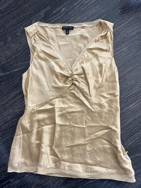 Banana Republic Ruched V-Neck Sleeveless Shell - 100% silk